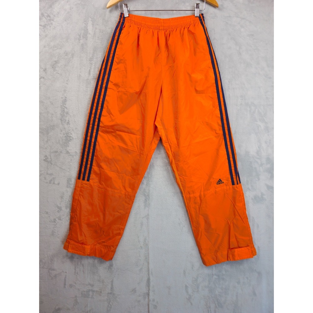 VTG Adidas Originals Track Pants Youth Medium Orange Y2K Nylon Mesh Lined 00